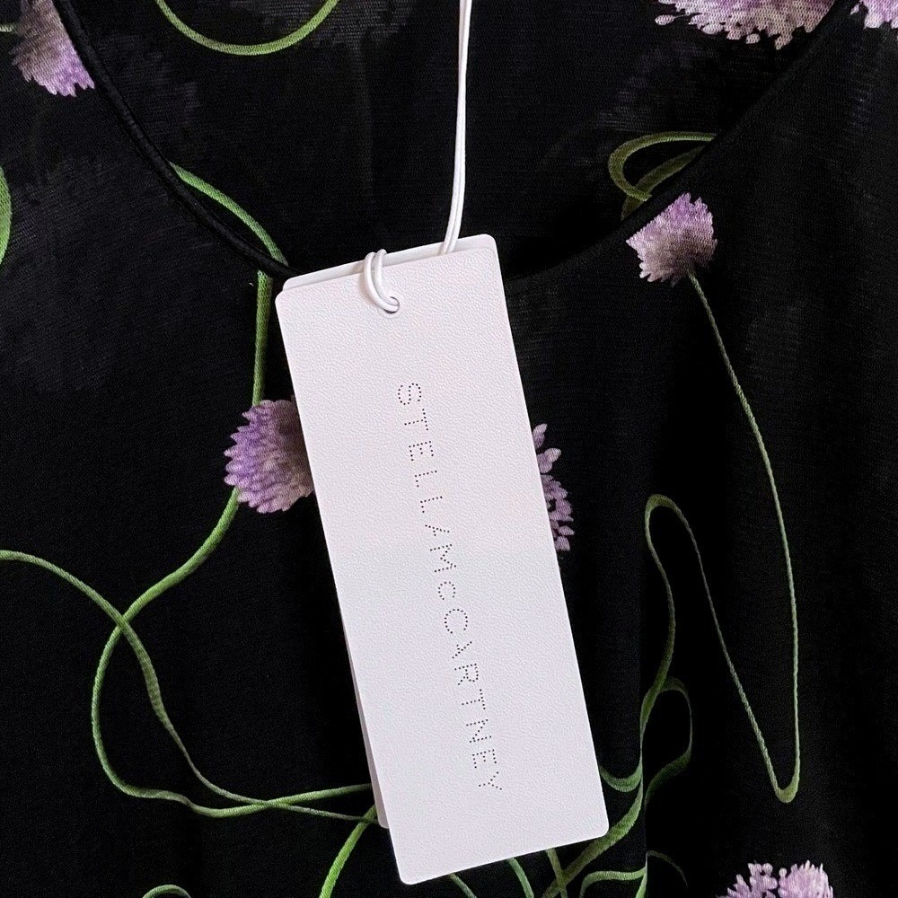 Stella McCartney Ruched Waist Twisted Floral Mesh Dress Black Size XS, Size Med - Picture 6 of 17